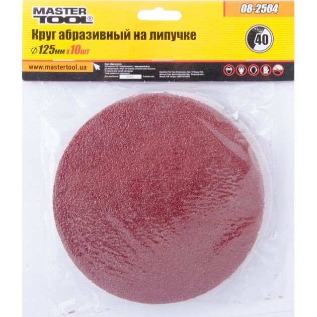 Круг шлифовальный MASTERTOOL 125 мм зерно 40, 10 шт 08-2504, фото  | SNABZHENIE.com.ua