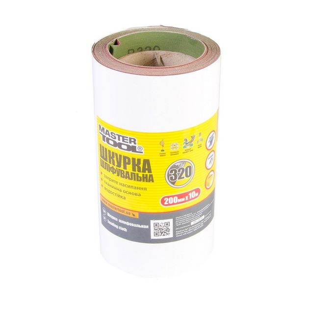 Шкурка шлифовальная MASTERTOOL Р320 200 мм 10 м 08-2832, фото  | SNABZHENIE.com.ua
