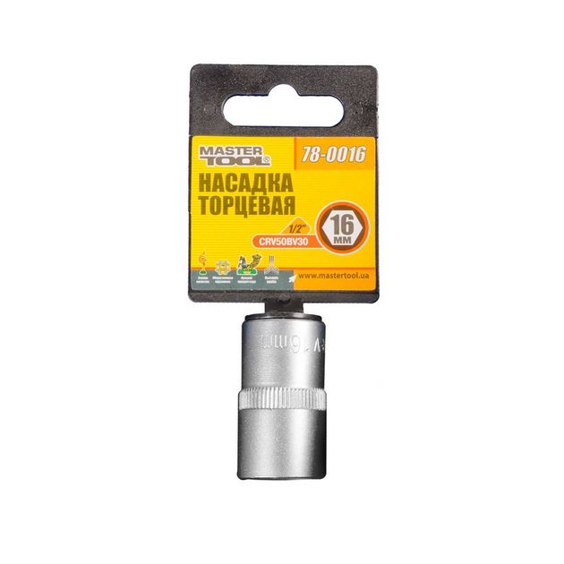 Насадка торцевая MASTERTOOL 1/2" 16 мм CRV 78-0016, фото , изображение 2 | SNABZHENIE.com.ua