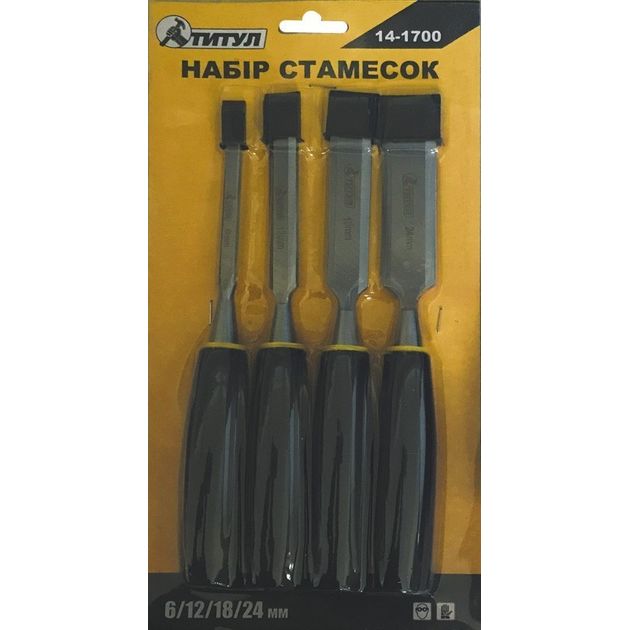 Стамески ТИТУЛ 4 шт (6/12/18/24 мм) з пластиковими ручками 14-1700, фото , зображення 2 | SNABZHENIE.com.ua Стамески ТИТУЛ 4 шт (6/12/18/24 мм) з пластиковими ручками 14-1700, фото , зображення 2 | SNABZHENIE.com.ua