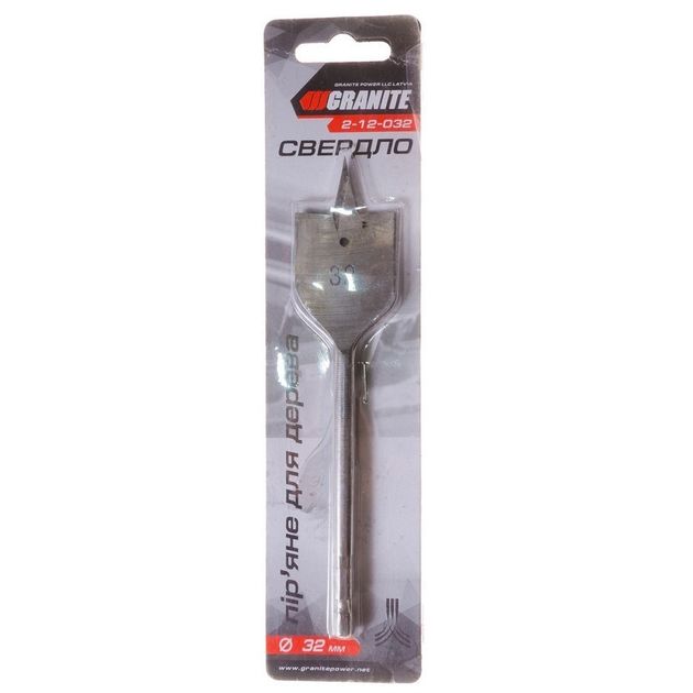 Сверло для дерева GRANITE перьеве 32 мм 6-гранний хвостовик 1/4 2-12-032, фото , зображення 2 | SNABZHENIE.com.ua