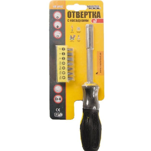 Отвёртка магнитная MASTERTOOL 7 насадок 25 мм 40-0142, фото , изображение 2 | SNABZHENIE.com.ua Отвёртка магнитная MASTERTOOL 7 насадок 25 мм 40-0142, фото , изображение 2 | SNABZHENIE.com.ua