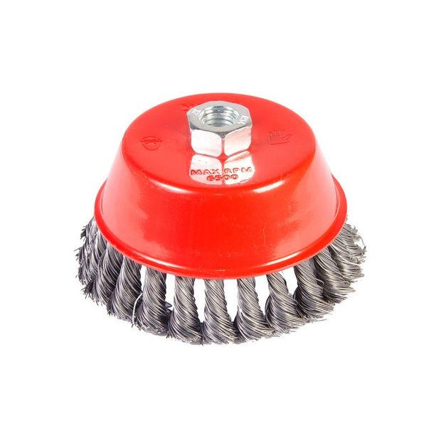 Щетка торцевая MASTERTOOL 125 мм из плетеной проволоки М14 19-7012, фото  | SNABZHENIE.com.ua