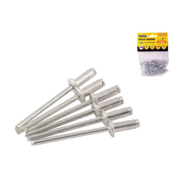 Заклепки алюминиевые MASTERTOOL 3.2х10 мм, 50 шт, 20-0450, фото  | SNABZHENIE.com.ua