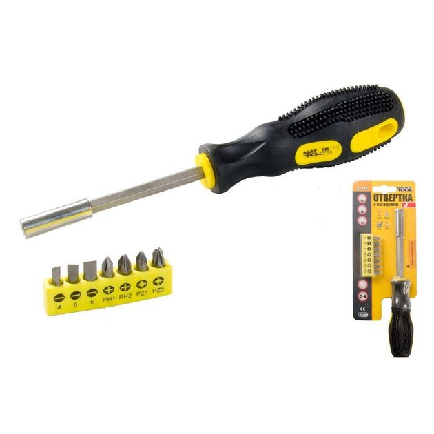 Отвёртка магнитная MASTERTOOL 7 насадок 25 мм 40-0142, фото  | SNABZHENIE.com.ua