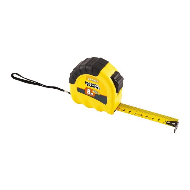 Рулетка MASTERTOOL Shiftlock 8 м, нейлоновое покрытие, 62-8025, фото  | SNABZHENIE.com.ua