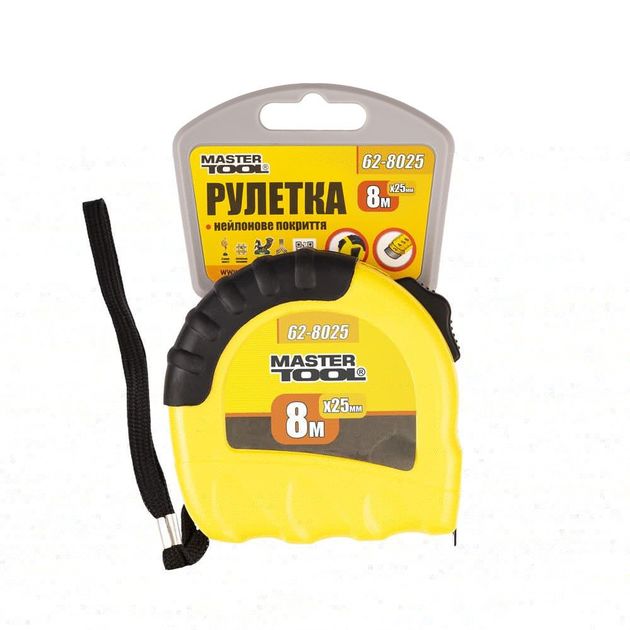 Рулетка MASTERTOOL Shiftlock 8 м, нейлоновое покрытие, 62-8025, фото , изображение 2 | SNABZHENIE.com.ua Рулетка MASTERTOOL Shiftlock 8 м, нейлоновое покрытие, 62-8025, фото , изображение 2 | SNABZHENIE.com.ua