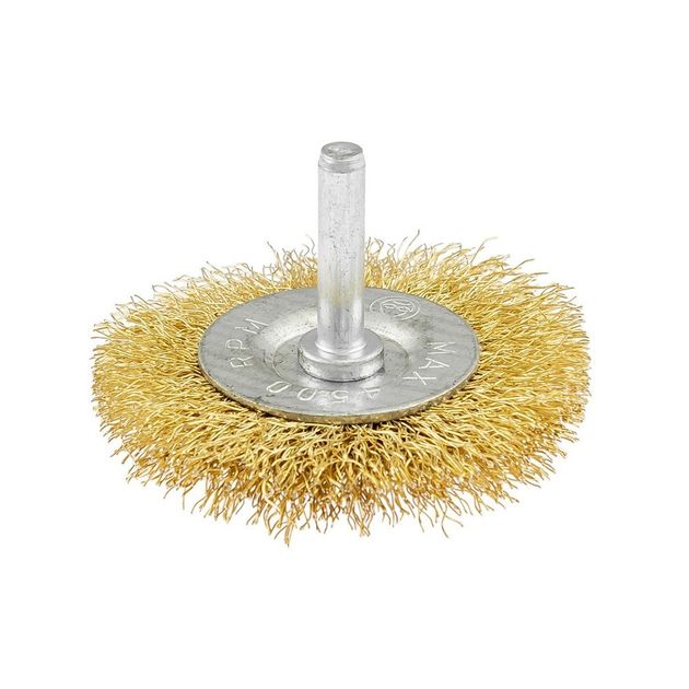 Щетка дисковая MASTERTOOL латунная 60 мм со стержнем 1/4 19-9706, фото , изображение 2 | SNABZHENIE.com.ua