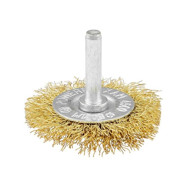 Щетка дисковая MASTERTOOL 50 мм из латунированной проволоки 1/4, фото , изображение 2 | SNABZHENIE.com.ua