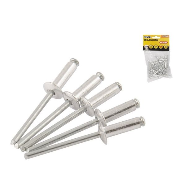 Заклепки алюминиевые MASTERTOOL 4.0х18 мм 50 шт 20-0580, фото  | SNABZHENIE.com.ua