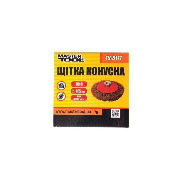 Щетка конусная MASTERTOOL 115 мм М14 латунированная 19-8111, фото  | SNABZHENIE.com.ua