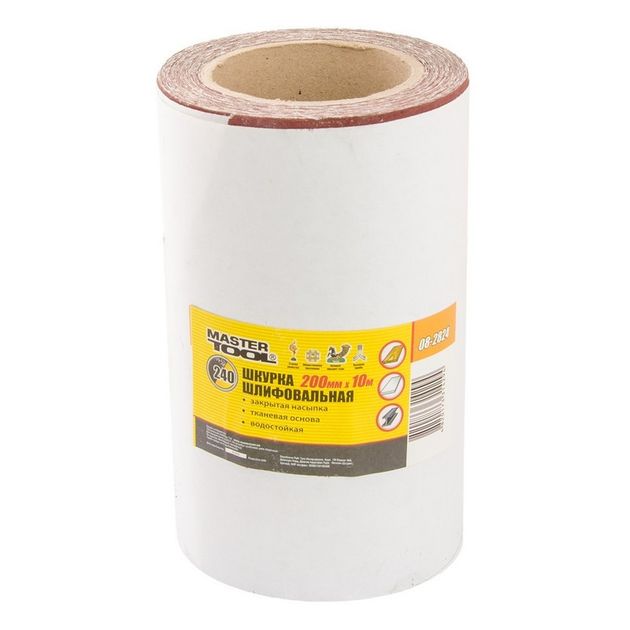 Шкурка шлифовальная MASTERTOOL Р240 200 мм 10 м 08-2824, фото  | SNABZHENIE.com.ua
