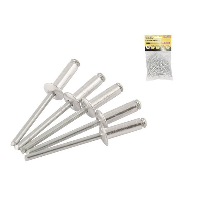 Заклепки алюминиевые MASTERTOOL 4.0х16 мм, 50 шт, 20-0570, фото  | SNABZHENIE.com.ua