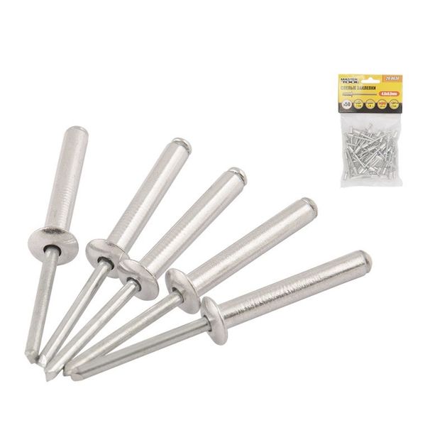 Заклепки алюминиевые MASTERTOOL 4.8х8 мм, 50 шт, 20-0630, фото  | SNABZHENIE.com.ua