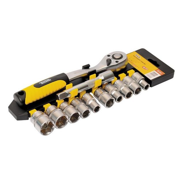 Набір насадок торцевих MASTERTOOL PROFI CrV 1/2 10-24 мм Подовжувач 125 мм трещотка 72Т 12 шт 78-1212, фото  | SNABZHENIE.com.ua