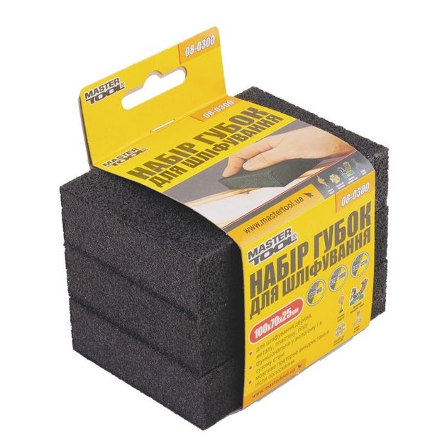 Губка для шлифования MASTERTOOL 3 шт Р60/80 Р120/180 Р240/320 100х70 мм, фото , изображение 2 | SNABZHENIE.com.ua Губка для шлифования MASTERTOOL 3 шт Р60/80 Р120/180 Р240/320 100х70 мм, фото , изображение 2 | SNABZHENIE.com.ua