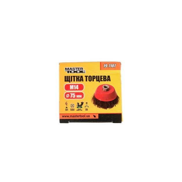 Щетка торцевая MASTERTOOL латунь 75 мм М14 19-7107, фото , изображение 2 | SNABZHENIE.com.ua Щетка торцевая MASTERTOOL латунь 75 мм М14 19-7107, фото , изображение 2 | SNABZHENIE.com.ua