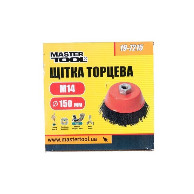 Щетка торцевая MASTERTOOL 150 мм М14 из рифленой проволоки, фото , изображение 2 | SNABZHENIE.com.ua