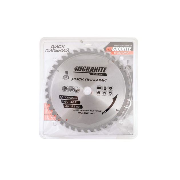 Пильный диск GRANITE 300х32 с твердосплавными напайками 40Т, фото , изображение 3 | SNABZHENIE.com.ua