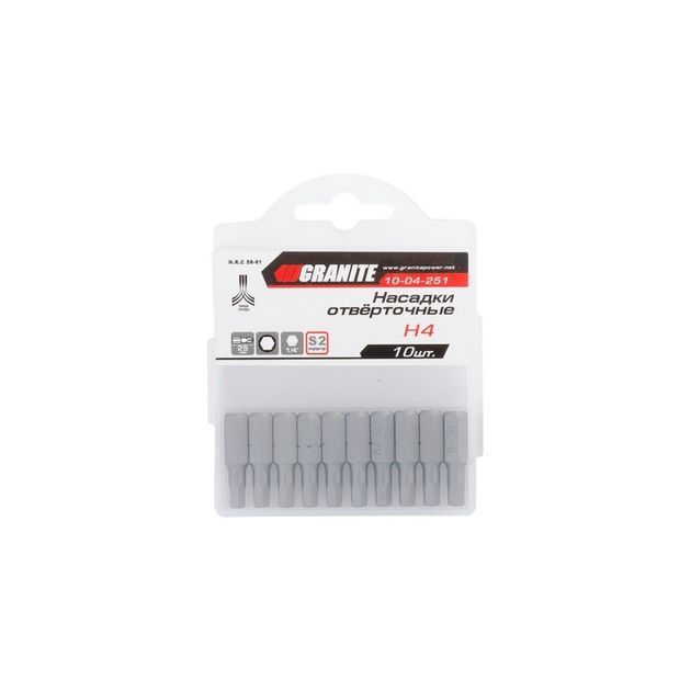 Насадки отверточні GRANITE H4х25 мм S2 10 шт 10-04-251, фото , зображення 2 | SNABZHENIE.com.ua Насадки отверточні GRANITE H4х25 мм S2 10 шт 10-04-251, фото , зображення 2 | SNABZHENIE.com.ua
