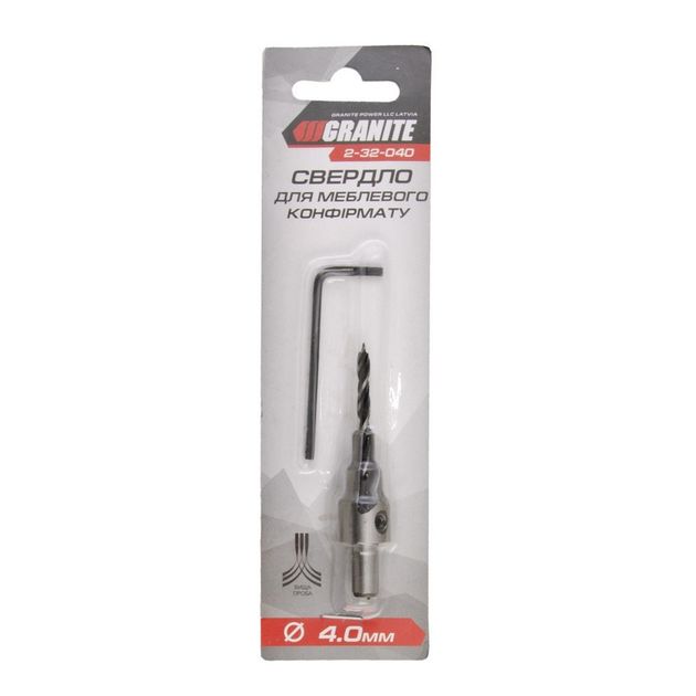 Сверло для меблевого конфірмата GRANITE 4,0 мм 2-32-040, фото , зображення 2 | SNABZHENIE.com.ua