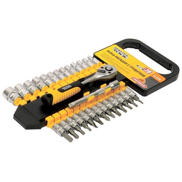 Набір насадок торцевих MASTERTOOL PROFI CrV 1/4 4-14 мм подовжувач 100 мм трещотка 72Т 28 шт 78-1428, фото  | SNABZHENIE.com.ua