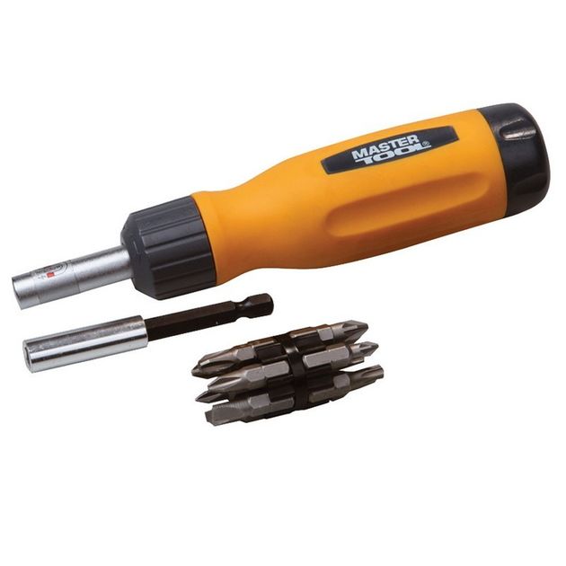 Отвертка MASTERTOOL с трещоткой и 12 насадками 40-0518, фото  | SNABZHENIE.com.ua