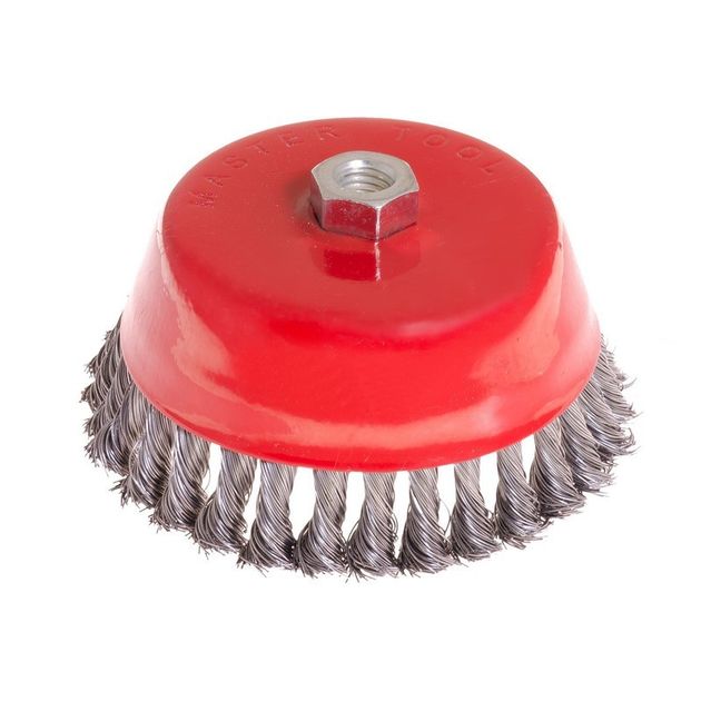 Щетка торцевая MASTERTOOL 150 мм из плетеной проволоки М14 19-7015, фото  | SNABZHENIE.com.ua