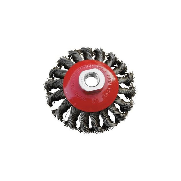 Щетка конусная MASTERTOOL 100 мм М14 19-8010 из плетеной проволоки, фото  | SNABZHENIE.com.ua