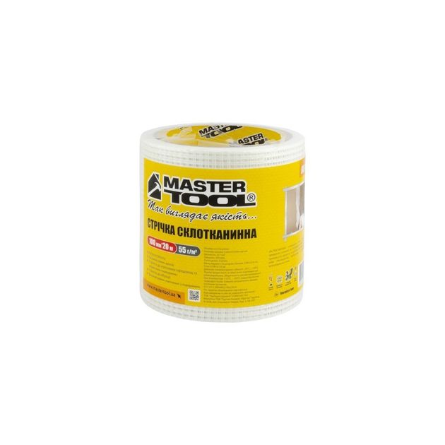 Лента стеклотканева MASTERTOOL з липким шаром 100 мм 20 м 8х8 60 г/м² 08-9406, фото , зображення 3 | SNABZHENIE.com.ua Лента стеклотканева MASTERTOOL з липким шаром 100 мм 20 м 8х8 60 г/м² 08-9406, фото , зображення 3 | SNABZHENIE.com.ua
