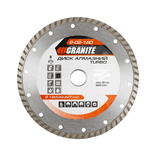 Алмазный диск GRANITE TURBO 180 мм 9-02-180, фото  | SNABZHENIE.com.ua