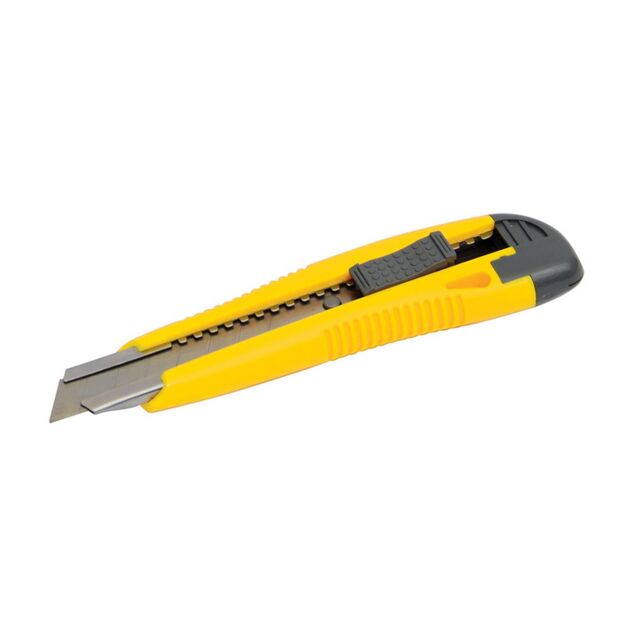 Нож MASTERTOOL 18 мм с металлической направляющей и кнопочным фиксатором, фото  | SNABZHENIE.com.ua