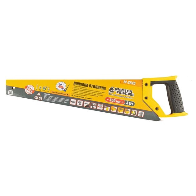 Ножовка столярная MASTERTOOL 450 мм 4TPI MAX CUT каленый зуб 14-2645, фото , изображение 3 | SNABZHENIE.com.ua Ножовка столярная MASTERTOOL 450 мм 4TPI MAX CUT каленый зуб 14-2645, фото , изображение 3 | SNABZHENIE.com.ua