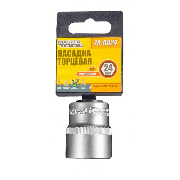 Насадка торцевая MASTERTOOL 1/2" 24 мм 6-гранная CRV 78-0024, фото  | SNABZHENIE.com.ua