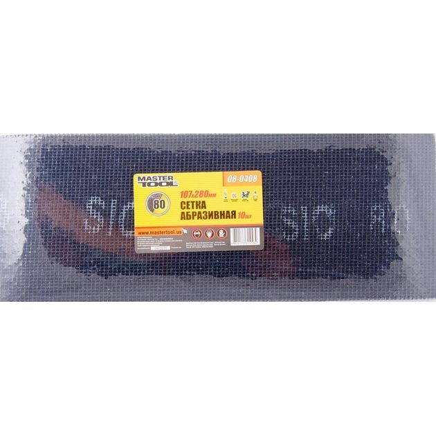 Сетка абразивная MASTERTOOL 80 107x280 мм 10 шт 08-0408, фото  | SNABZHENIE.com.ua