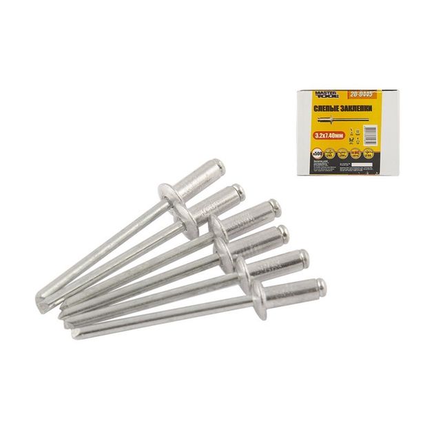Заклепки слепые алюминиевые MASTERTOOL 3.2x7.40 мм, 500 шт., фото  | SNABZHENIE.com.ua