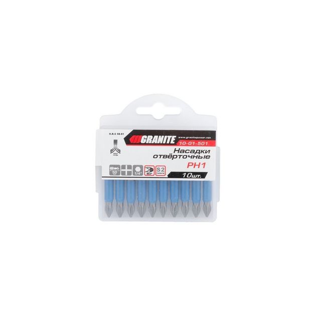 Насадки отвёрточные GRANITE PH1x50 мм S2 10 шт 10-01-501, фото , изображение 2 | SNABZHENIE.com.ua Насадки отвёрточные GRANITE PH1x50 мм S2 10 шт 10-01-501, фото , изображение 2 | SNABZHENIE.com.ua