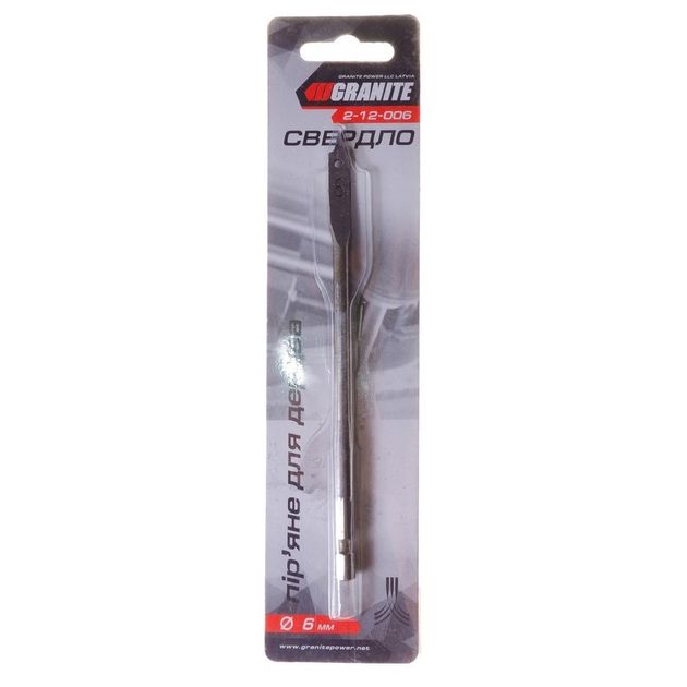 Сверло для дерева GRANITE перьеве 6 мм 6-гранний хвостовик 1/4 2-12-006, фото , зображення 2 | SNABZHENIE.com.ua