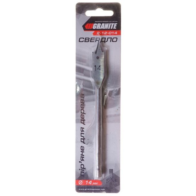 Сверло для дерева GRANITE перьеве 14 мм 6-гранний хвостовик 1/4 2-12-014, фото , зображення 2 | SNABZHENIE.com.ua
