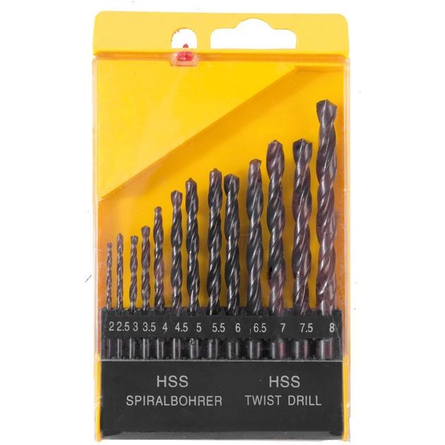 Набор сверл MASTERTOOL HSS 13 шт 2-8 мм в пластиковой коробке черный, фото , изображение 2 | SNABZHENIE.com.ua