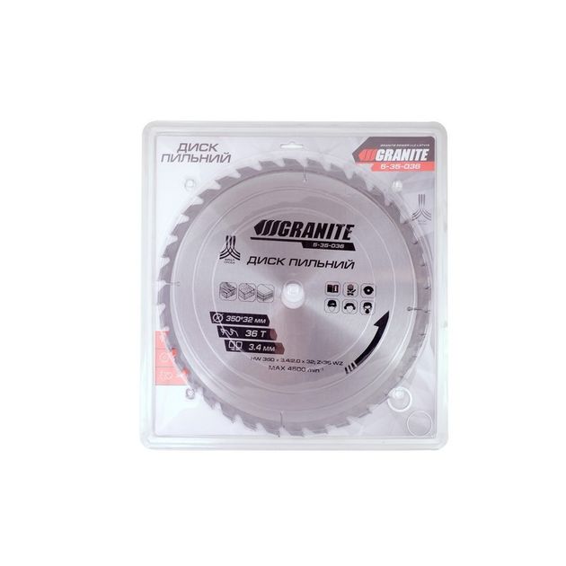 Диск пильний GRANITE для дерева з твердосплавними напайками 350х32х36Т адаптер 32-30/32-25.4 4500 об/хв, фото , зображення 2 | SNABZHENIE.com.ua