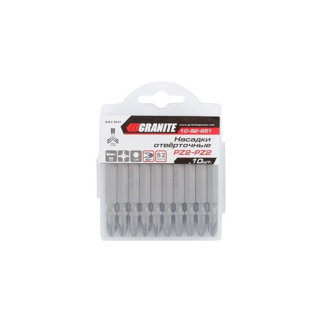 Насадки отверточні GRANITE РZ2-РZ2х65 мм S2 10 шт 10-92-651, фото , зображення 2 | SNABZHENIE.com.ua Насадки отверточні GRANITE РZ2-РZ2х65 мм S2 10 шт 10-92-651, фото , зображення 2 | SNABZHENIE.com.ua