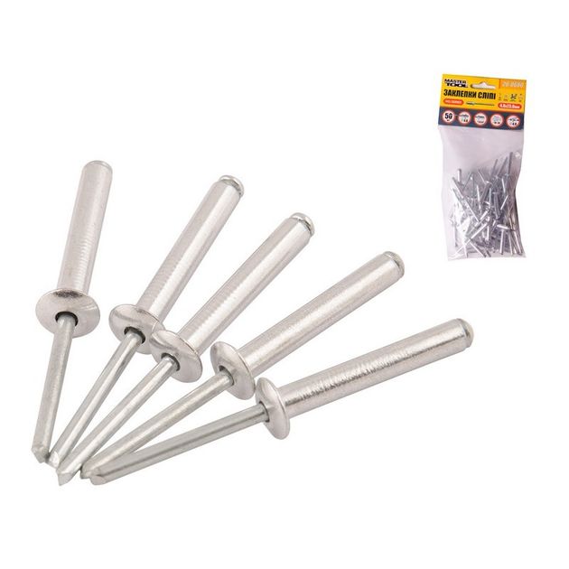 Заклепки алюминиевые MASTERTOOL 4.8х23 мм, 50 шт, 20-0680, фото  | SNABZHENIE.com.ua