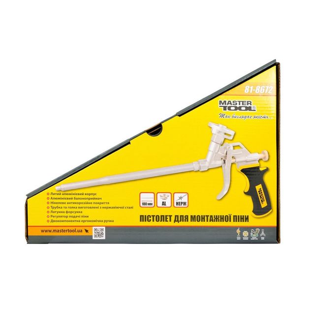 Пистолет для монтажной пены MASTERTOOL, 180 мм, металл, 81-8672, фото , изображение 3 | SNABZHENIE.com.ua Пистолет для монтажной пены MASTERTOOL, 180 мм, металл, 81-8672, фото , изображение 3 | SNABZHENIE.com.ua