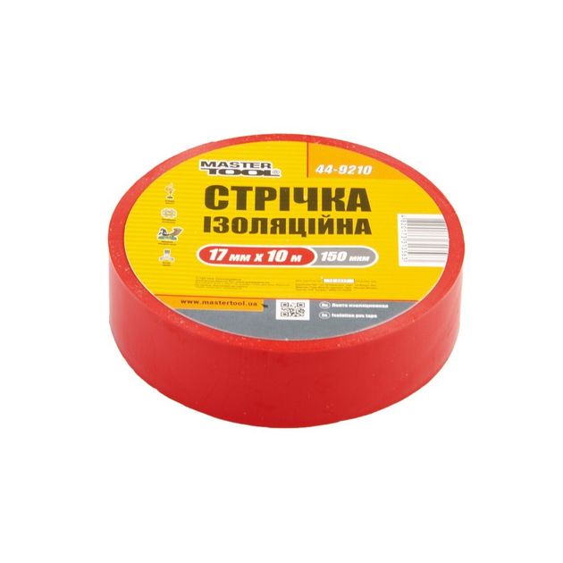 Изоляционная лента MASTERTOOL 0.15 мм, 17 мм, 10 м, 10 шт, красная, фото  | SNABZHENIE.com.ua