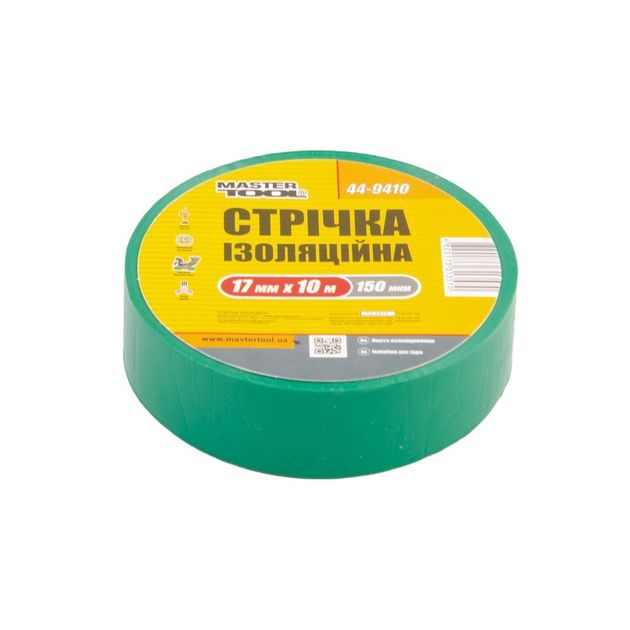Изоляционная лента MASTERTOOL 0.15 мм 17 мм 10 м 10 шт зеленая, фото  | SNABZHENIE.com.ua