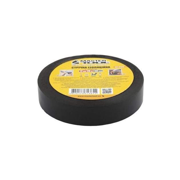 Изоляционная лента MASTERTOOL 0.15 мм 17 мм 25 м черная, 10 шт, фото  | SNABZHENIE.com.ua