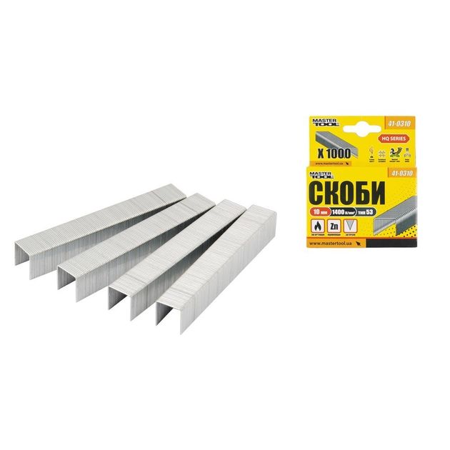 Скоби каленi MASTERTOOL 10 мм 1000 шт 41-0310, фото  | SNABZHENIE.com.ua