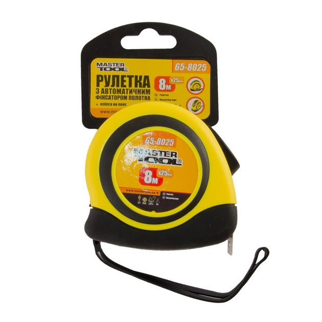 Рулетка MASTERTOOL 8 м с фиксатором 25 мм 65-8025, фото , изображение 2 | SNABZHENIE.com.ua Рулетка MASTERTOOL 8 м с фиксатором 25 мм 65-8025, фото , изображение 2 | SNABZHENIE.com.ua