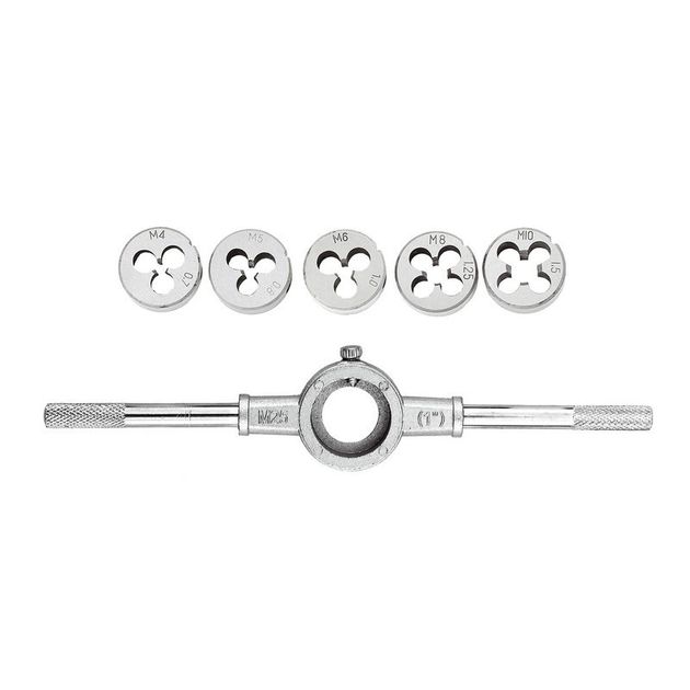 Набір плашок MASTERTOOL з держателем 6 ел. (M4/M5/M6/M8/M10) 15-0406, фото  | SNABZHENIE.com.ua